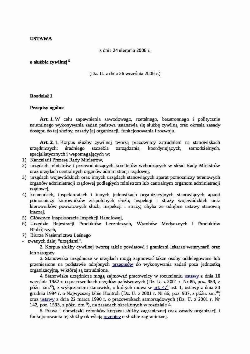 Ustawa o służbie cywilnej