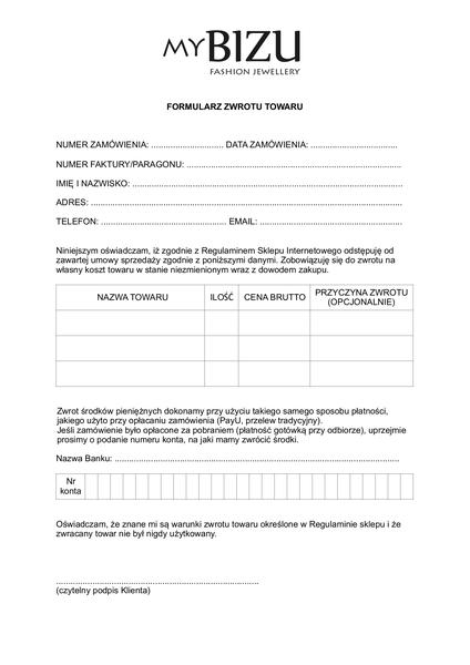 Zwrot towaru w 14 dni